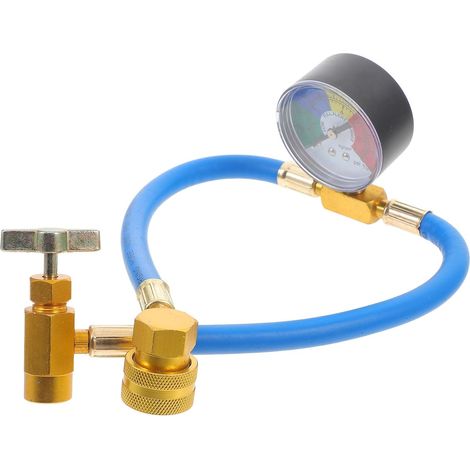 Tuyau de Recharge Climatisation Voiture R134A, Flexible de Remplissage de Réfrigérant avec Manomètre, Raccord Rapide pour Gaz Clim Auto (1/5)