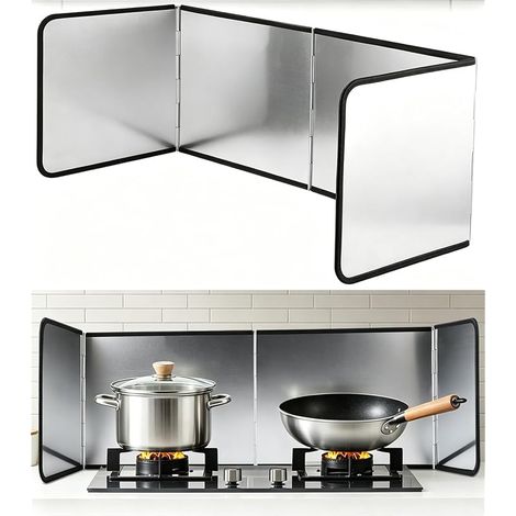 4 Côtés Anti Eclaboussure Cuisine Pliable, Plaque Anti Projection Cuisine (1/5)