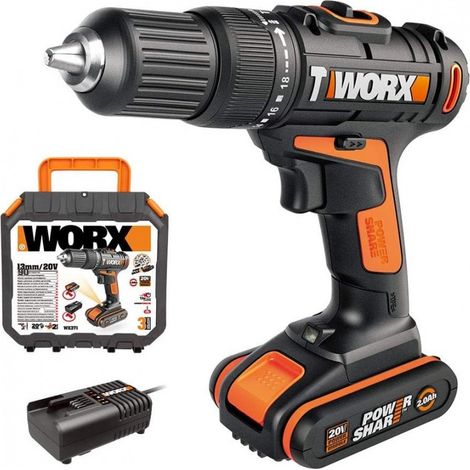 Tournevis à percussion 40Nm 20V/2Ah Chargeur rapide 1H Worx Wx371 (1/5)