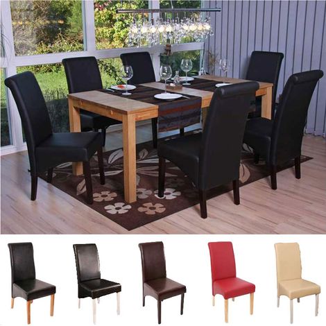 Mendler – Lot de 6 chaises salle à manger M37 – cuir enduit crème – pieds en bois foncé – assise confortable 46cm – design sobre (1/5)