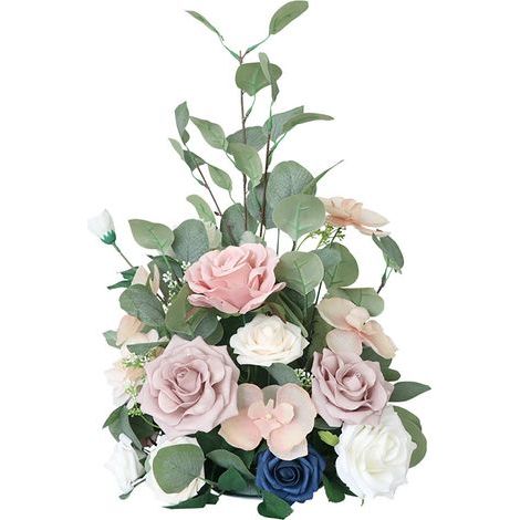 Composition florale artificielle réaliste, magnifique bouquet de fleurs artificielles pour la décoration de table de mariage, couleur camée marron rosé. (1/5)
