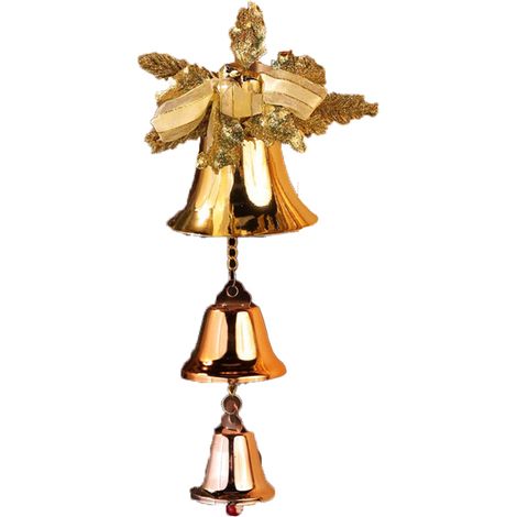 Adorno Colgante Navideño - Campanilla con Lazo y Hojas de Acebo - Decoración para Puerta - 1 Unidad (1/5)