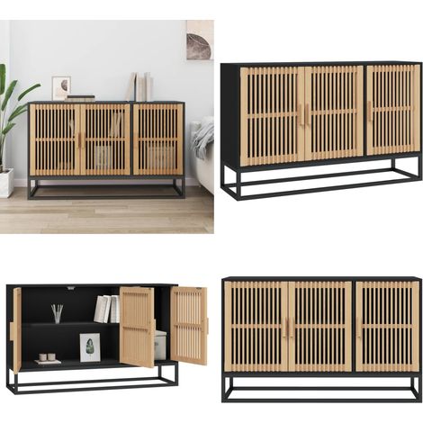 Sideboard Schwarz 105x30x65 cm Holzwerkstoff - Schreibtisch - Wohnzimmermöbel - Sideboard Schwarz - Holz Sideboard - Regal - Home & Living (1/5)