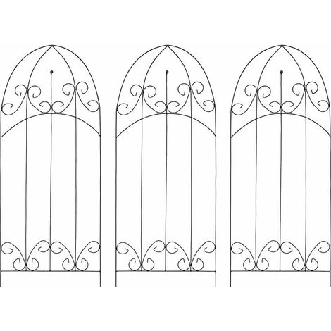 vidaXL Soporte para plantas trepadoras 3 uds hierro negro 40x100 cm (1/5)