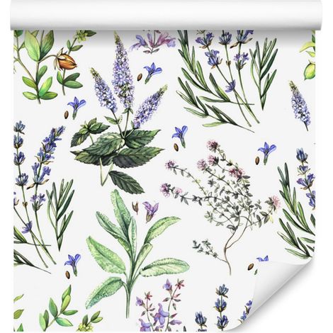 Carta da parati con fiori di lavanda colorati per soggiorno e camera da letto, 50x1000 cm (1/5)