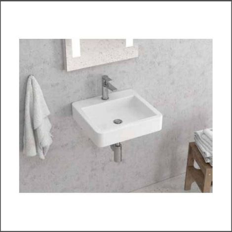 Lavandino bagno design piccolo 45cm in ceramica bianca Litos-540 kamalu (1/2)