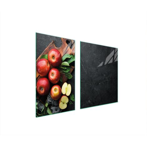 Glasplatte und Schneidebrett 100x52 Apfel