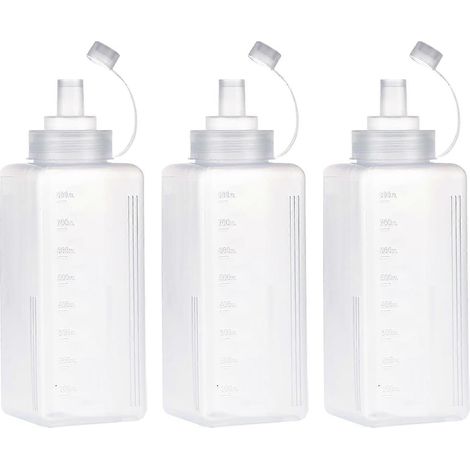 Bouteille à condiments, bouteille à sauce transparente, bouteille souple à large ouverture, bouteille souple en plastique pour peinture, pâtisserie, ketchup, huile d'olive (800 ml) (1/5)