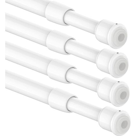 Lot de 4 petites tringles à rideaux de 45 à 60 cm - Sans perçage - Pour cuisine, armoires, projets de bricolage (47-60 cm, Φ10 mm) (1/5)