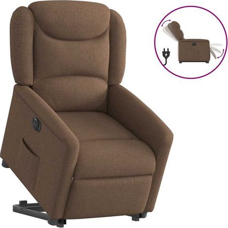 Fauteuil inclinable électrique en tissu marron