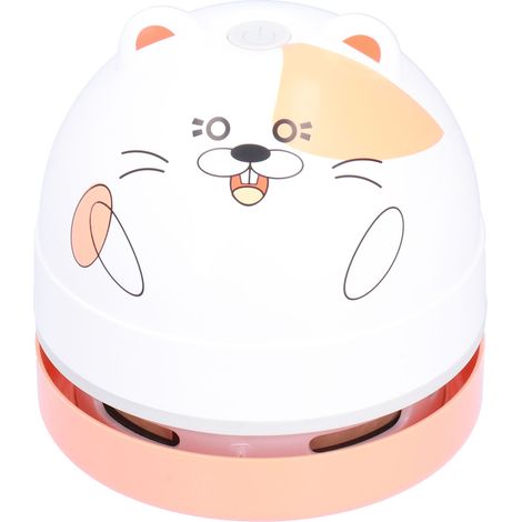 Aspirateur de bureau miniature rechargeable par USB avec motif hamster, idéal pour les enfants. Design animal mignon.