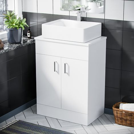 Onken 500mm White Vanity Cabinet And Rectangle Counter Top Basin Sink Unit (1/5)