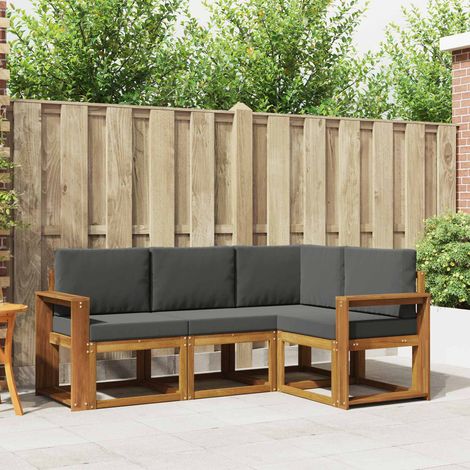 Outdoor-Sofagarnitur mit Kissen 4 pcs Natur und Anthrazit