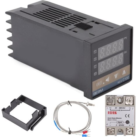 Ej.Life Smart PID-Temperaturregler-Kit, AC100-240V Digitalanzeige PID-Temperaturregler REX-C100 Digitaler Thermostat, Digitaler PID-Thermostat-Temperaturregler (40A) (1/5)