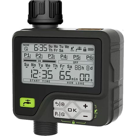 Timer Automatische Bewässerung, Timer Automatische Bewässerung mit 6 separaten Programmen, Zyklusfrequenz Woche/Tage/Stunden, Automatische Bewässerung für Garten mit Regensensor