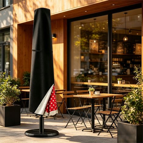 Copertura impermeabile per ombrellone destro in tessuto Oxford 210D, 3 x 3, copertura protettiva per ombrellone, copertura per ombrellone destro con cerniera – Nero (190 x 30/40/50 cm) (1/5)