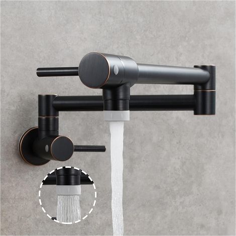 Robinet de cuisine remplisseur de pot Robinet de cuisine en laiton chromé Robinet de cuisine à double poignée Robinet mural pliant à double poignée Robinet d'eau froide simple ( Color : Bifunctional O (1/5)
