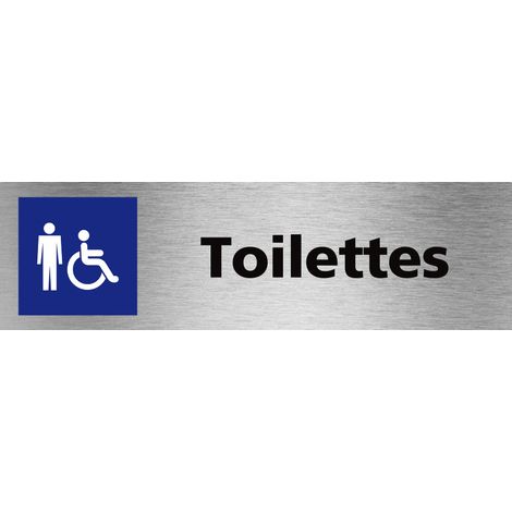 Pictogramme Toilettes Homme PMR (Q0478).- Adhésif aspect aluminium brossé - (1/5)