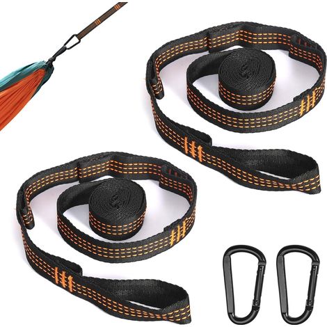 Hammock Strap, 2 m x 2.5 cm Rope for Hammock Hanging with 2 Carabiners for Heavy Load, Hammock Attachment for Outdoor Camping Travel Swing (1/5)
