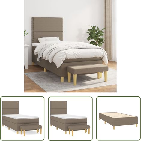 The Living Store Boxspringbett mit Matratze Taupe 90x200 cm Stoff - Boxspringbett - Doppelbett - Bettenrahmen - Lattenrost - Matratze (1/5)