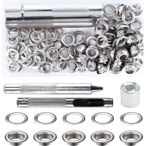Kit de ojales, arandelas, kit de herramientas para ojales metálicos con herramientas para ojales para reparación de lonas, toldos y tiendas de campaña (8 mm)