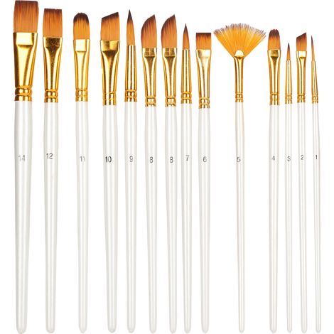 13Pcs Artist Brushes Nylon Pen Set Combination Pearl White Rod Watercolor Acrylic Painting Tool (1/5)