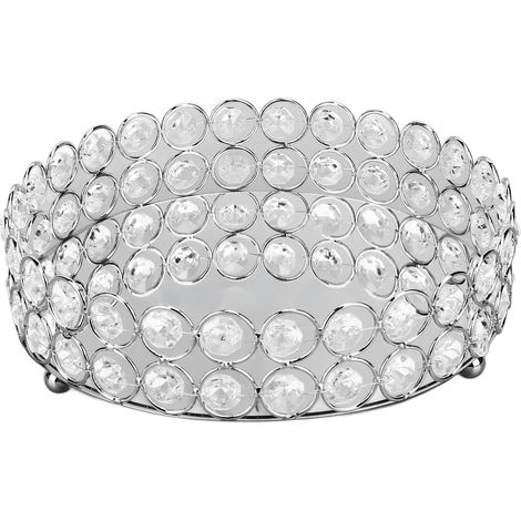 Plateau cosmétique en cristal, rond de 20 cm, plateau de présentation en métal miroir, structure soudée, pour aliments, parfums, bijoux, vin, argenterie (1/5)