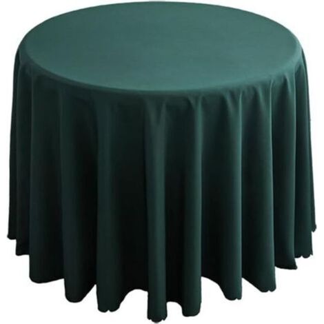 Nappe ronde en polyester pour maison, restaurant, fête, buffet, pique-nique (vert foncé, ronde, 240 cm) (1/3)