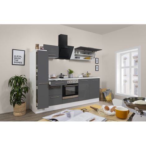 Cuisine Kitchenette Bloc cuisine Blanc Gris Amanda 240 cm Respekta Premium