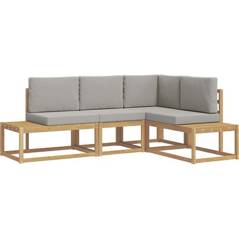 Outdoor-Sofagarnitur 3 Stück Weiß und Hellgrau Polyester vidaXL