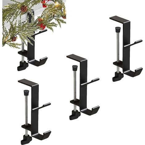 Lot de 3 supports de chaussettes de Noël, crochets en métal pour accrocher des chaussettes de Noël, supports pour chaussettes de Noël pour cheminée pour décorations de Noël (lot de 3, noir, (1/5)