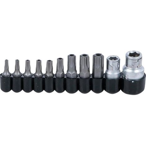Jeu d'Embouts 11 pcs - 6,3 mm (1/4) et 10 mm (3/8) - Profil Torx avec Perçage - Polyvalence et Précision - D-Work