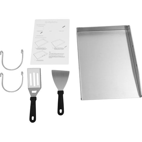 Plaque de Grill, Construction en Acier Inoxydable, Poignées Amovibles, Argent (1/2)