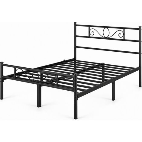 Struttura Letto Matrimoniale In Acciaio Al Carbonio Con Decorazione Rete A Doghe Metalliche Per Camera Da Letto Stanza Ospiti Design Elegante Minimal 207 X 162 X 88.5 Cm - Colore: Nero (1/5)