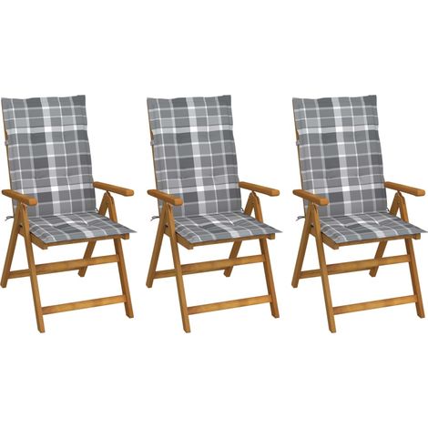 Klappbare Gartenstühle 3 Stk. mit Auflagen Massivholz Akazie (1/5)
