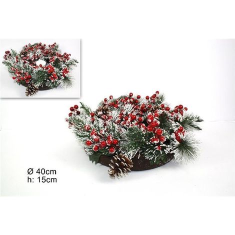 Ghirlanda per addobbi natalizi con bacche rosse natale corona da decorazioni c40 (1/4)