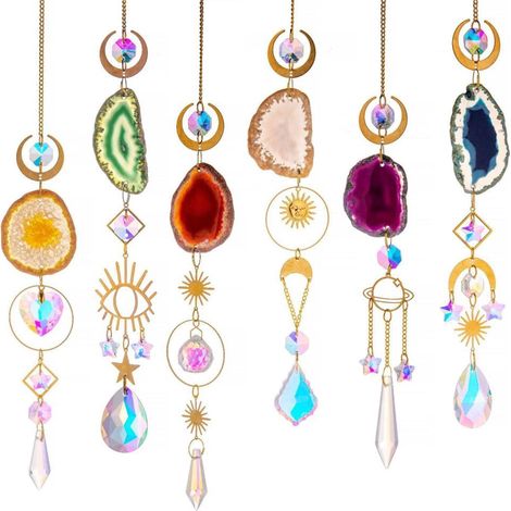 Sun Catcher - Crystal And Agate Suncatcher - For Window Car Mirror Indoor Outdoor Decoration - 18-20 Inches - 1 Piece (1/5)