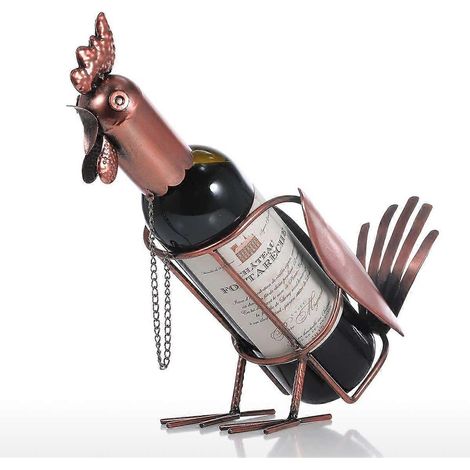Porte-bouteilles Coq en métal, sculpture pratique, décoration intérieure, artisanat (1/5)