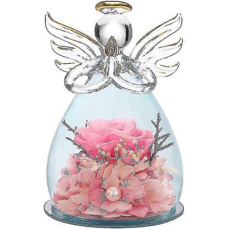 Konservierte Blumen als Muttertags- oder Geburtstagsgeschenk für Mama und Oma, Engelsfiguren mit echter blauer Rose als Dankeschön-Geschenk, Geschenk zum Hochzeitstag (1/5)