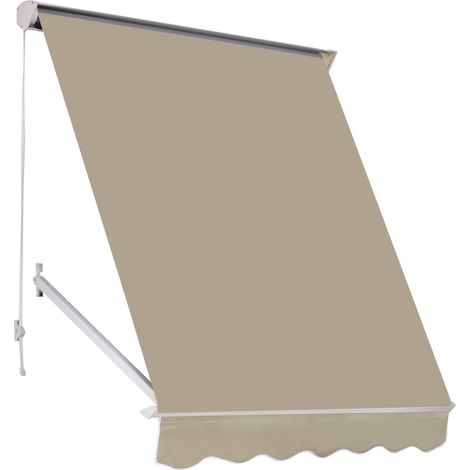 Store banne Manuel Inclinaison réglable Aluminium Polyester imperméabilisé 70L x 180l cm Beige