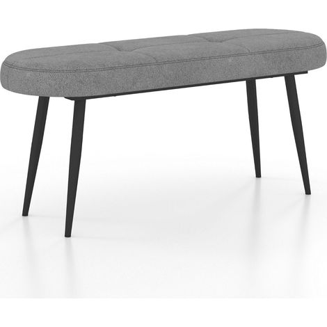 Banco de 113 cm con cojines amp banco tapizado con patas de metal otomana hasta 300 kg de capacidad de carga gris
