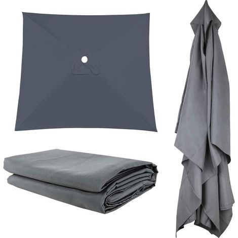1 Ersatzdach – Rechteckiger Sonnenschirm – UV-Schutz und wasserdicht – Für Garten, Terrasse, Pool – Grau – 200 x 200 cm