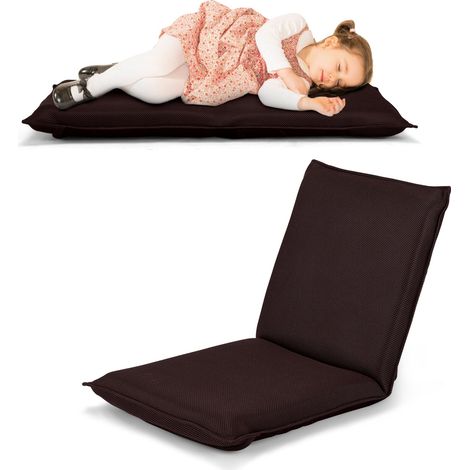 Sillón de suelo reclinable con 6 posiciones 44 x 54,5 x 53,5 cm ligero y cómodo estilo moderno tela café 200011181