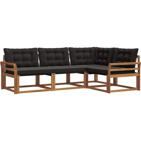 vidaXL Outdoor Sofa Set 4 pcs Natural and Black