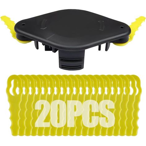 20 Pcs Lames RAC155 + RAC158 Double tête de Lame dentelée, Compatible avec Les Ryobi, Worx, Black Decker, Greenorks Coupe Bordure sans Fil (1/4)