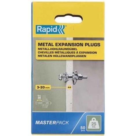 Tarugos de expansión ø8x46, 25kg, tornillo M4x58 - Caja de 50 unidades - Rapid