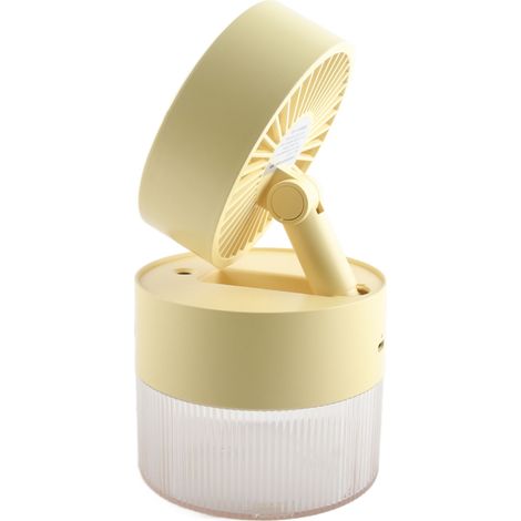 Mini ventilateur à eau pliable, petit ventilateur de bureau, en ABS, avec brumisateur USB, pour la maison, la bibliothèque ou le bureau (jaune). (1/5)