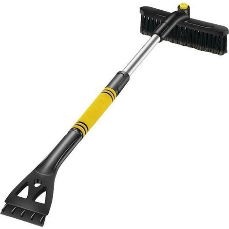 Balai à neige rétractable 3 en 1, PVC, pivotant, amovible, 64-80 cm, noir/jaune (1/5)