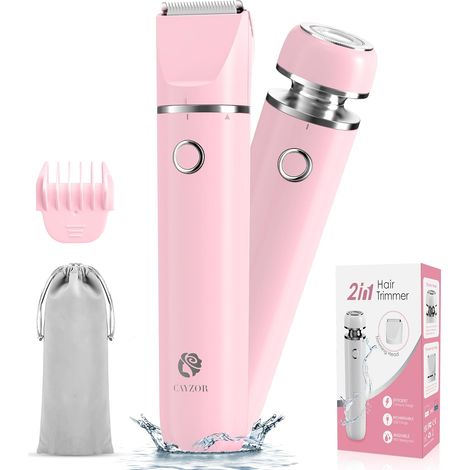 Kit tondeuse et rasoir de bikini pour femme – Tondeuse électrique 2 en 1 humide/sèche pour épilation du visage, sans fil, étanche, rasoir bikini pour visage, lèvres, menton, pubien, aisselles (1/5)