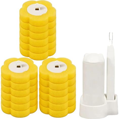 Cepillo para inodoro, cabezales de repuesto desechables, soporte higiénico, 18 piezas y cepillo (1/2)
